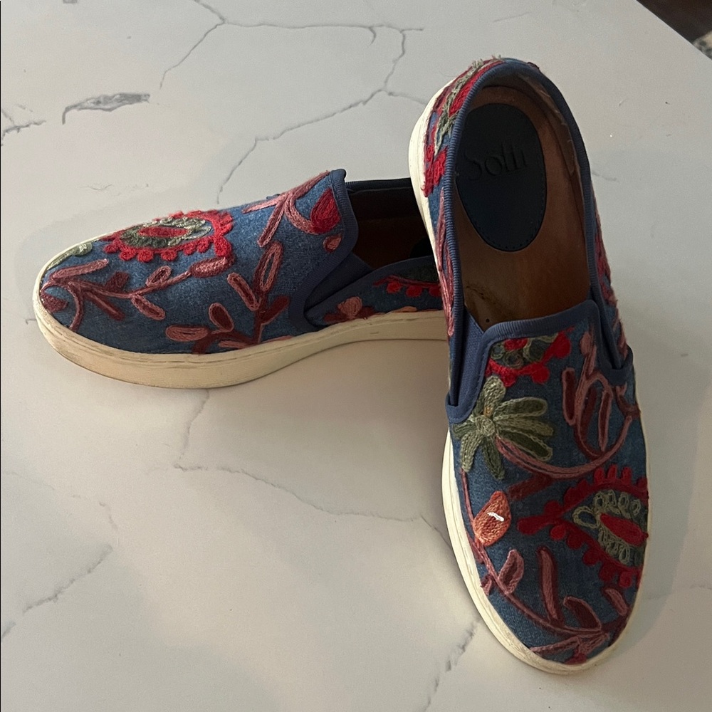 Embroidered Slip-On Sneakers